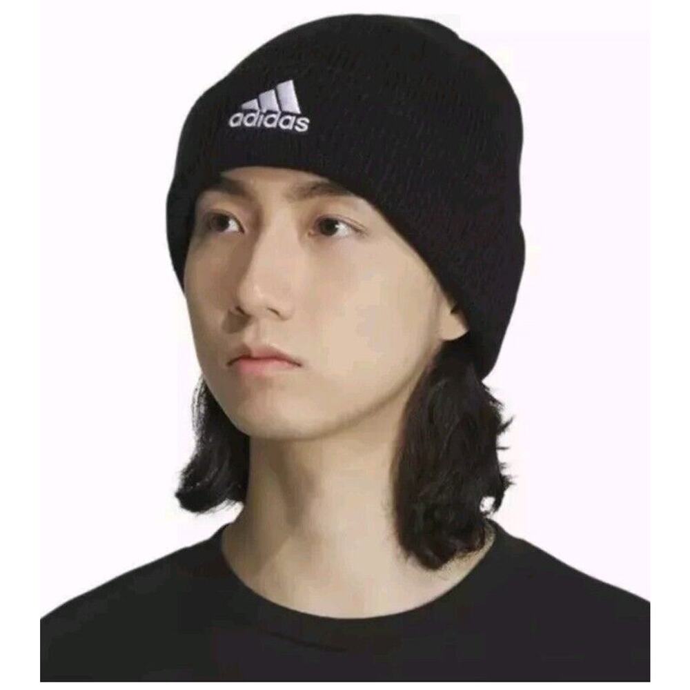Adidas Embroidered Logo Wide Cuff Beanie Men’s Winter Black‎ One Size